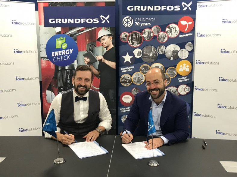 Officials from Grundfos and Taka Solutions signing the MoU Officials from Grundfos and Taka Solutions signing the MoU